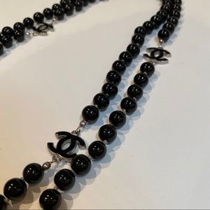 Necklace Long Vintage Black Pearls